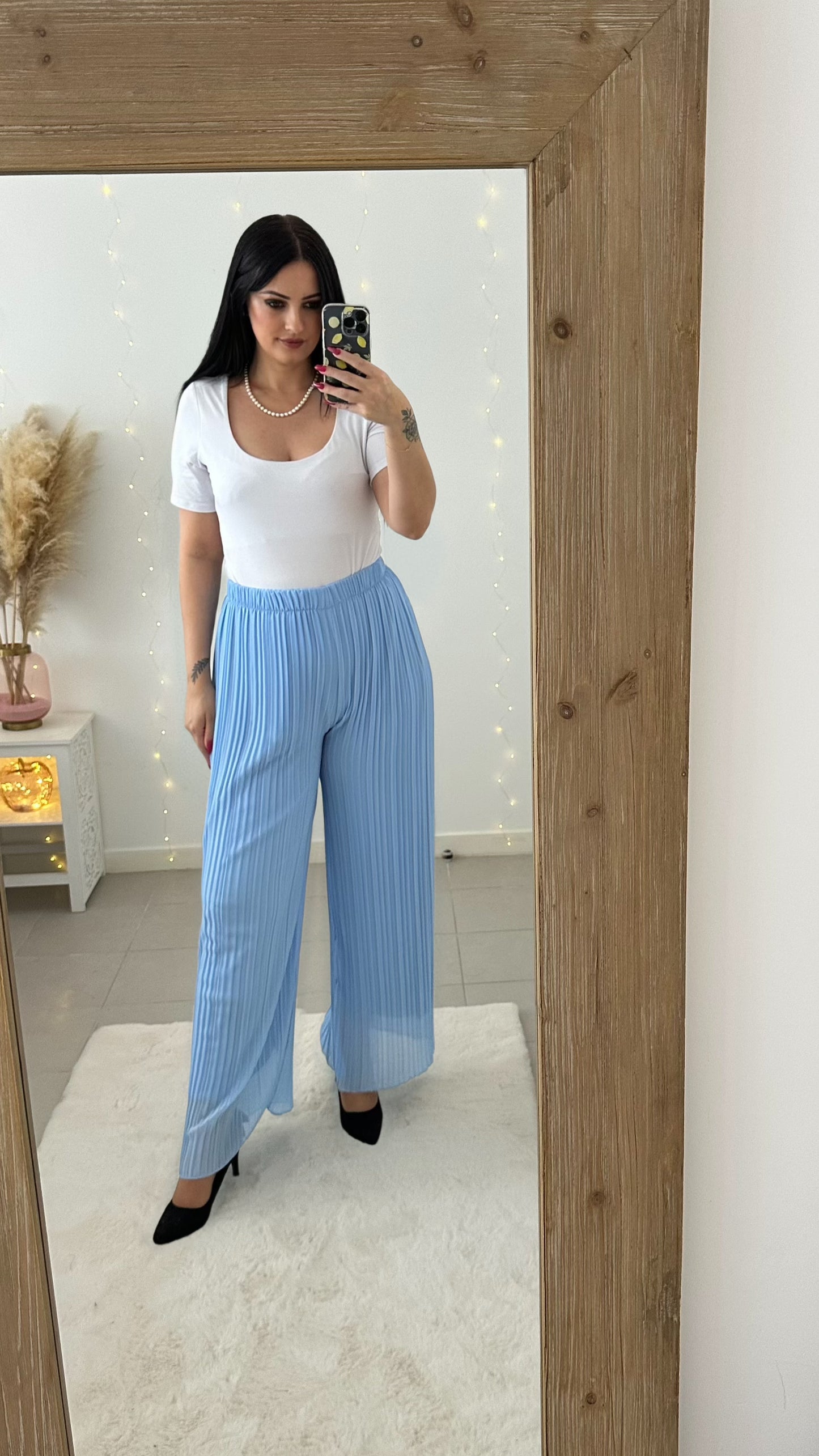 Pantalon plissé Mila bleu