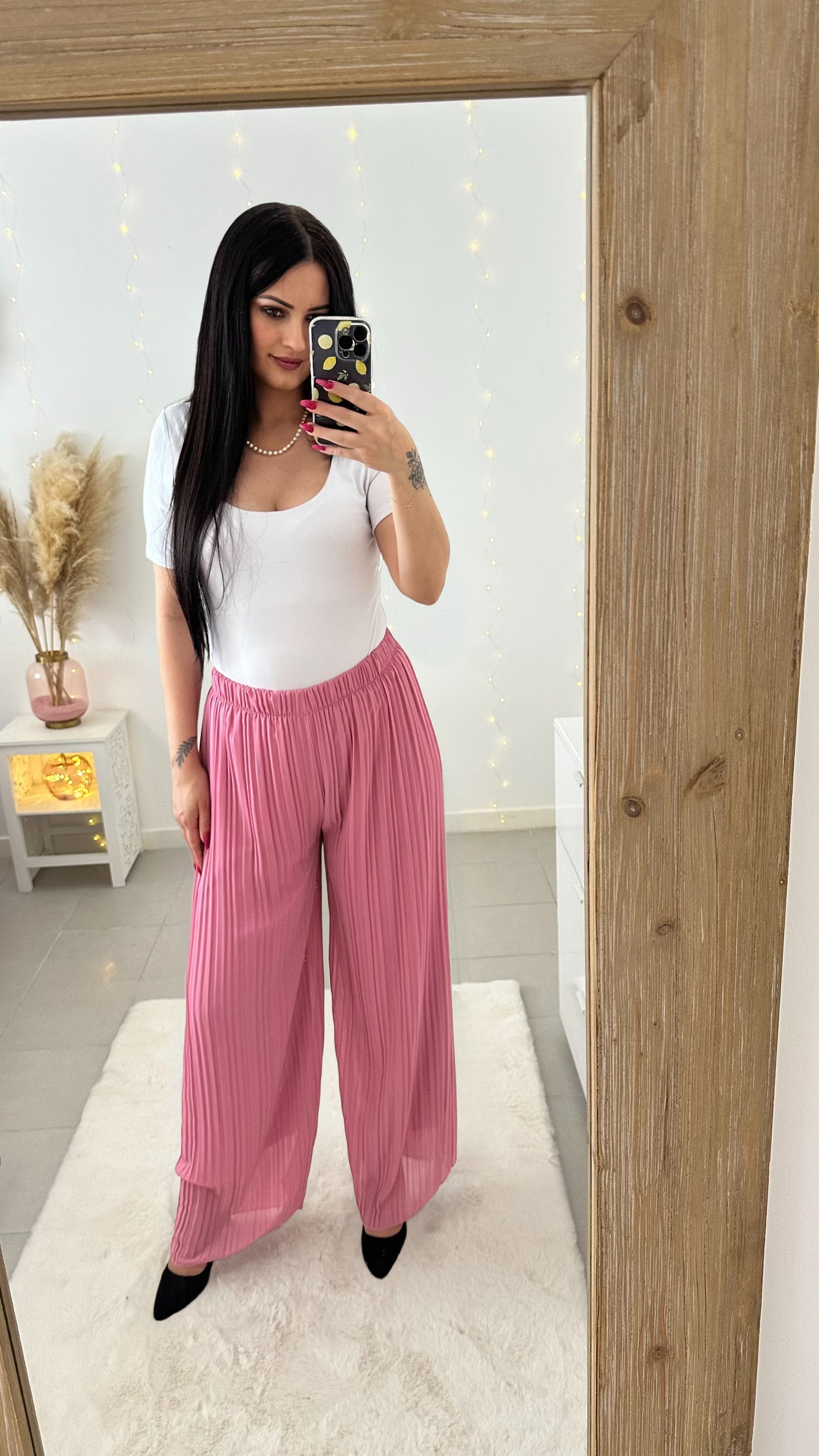 Pantalon plissé Mila rose