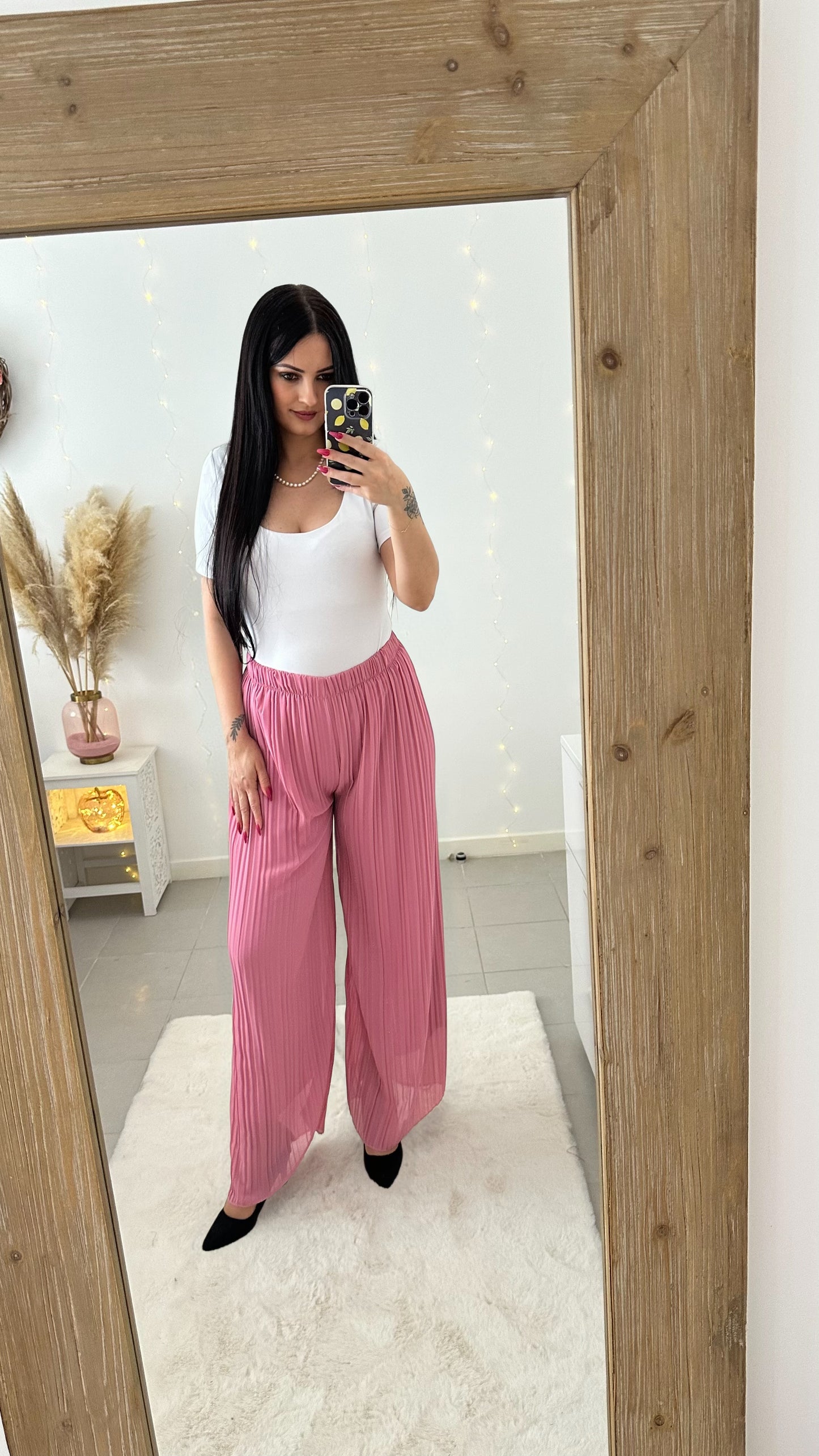 Pantalon plissé Mila rose