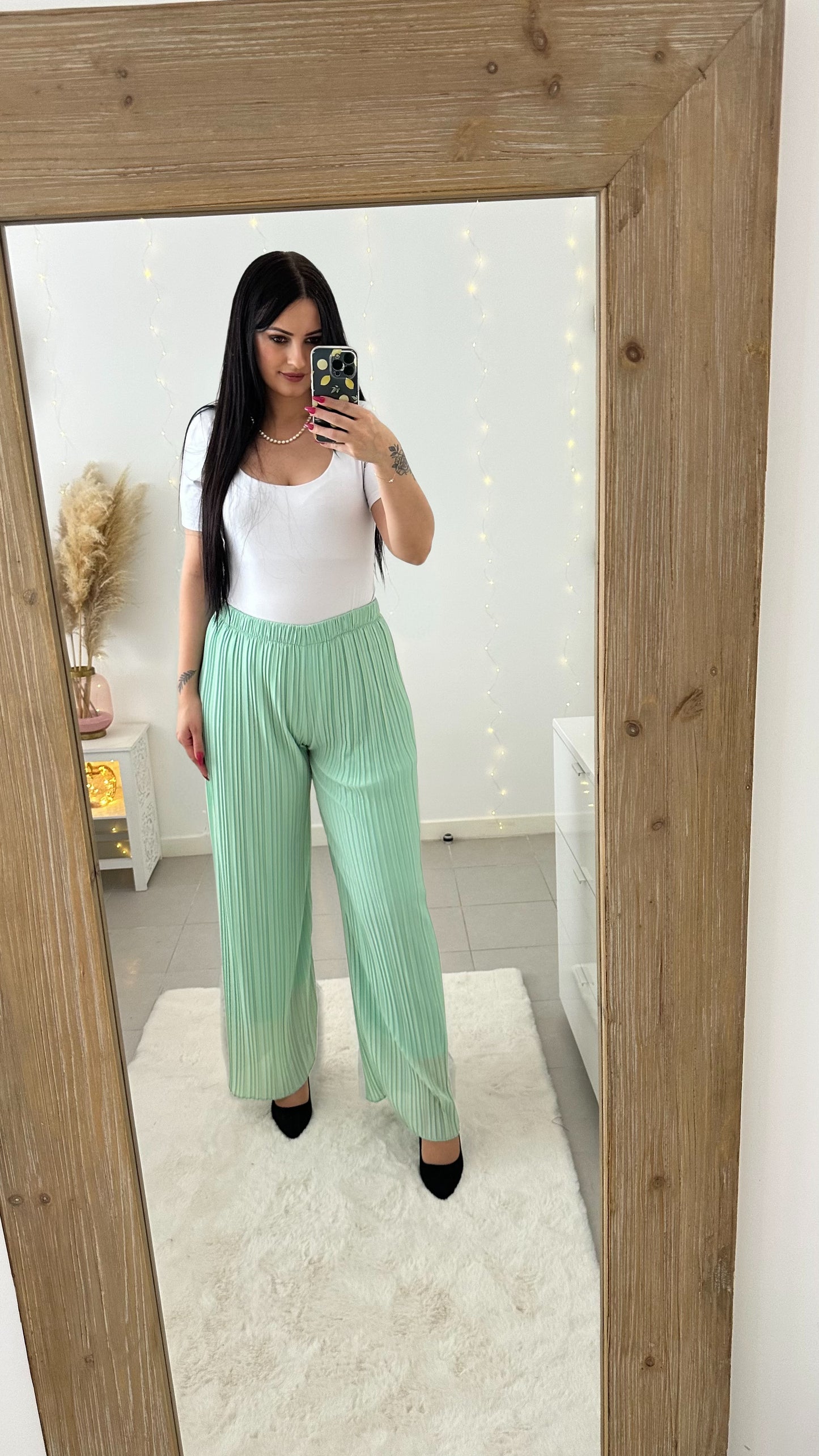 Pantalon plissé Mila vert d'eau