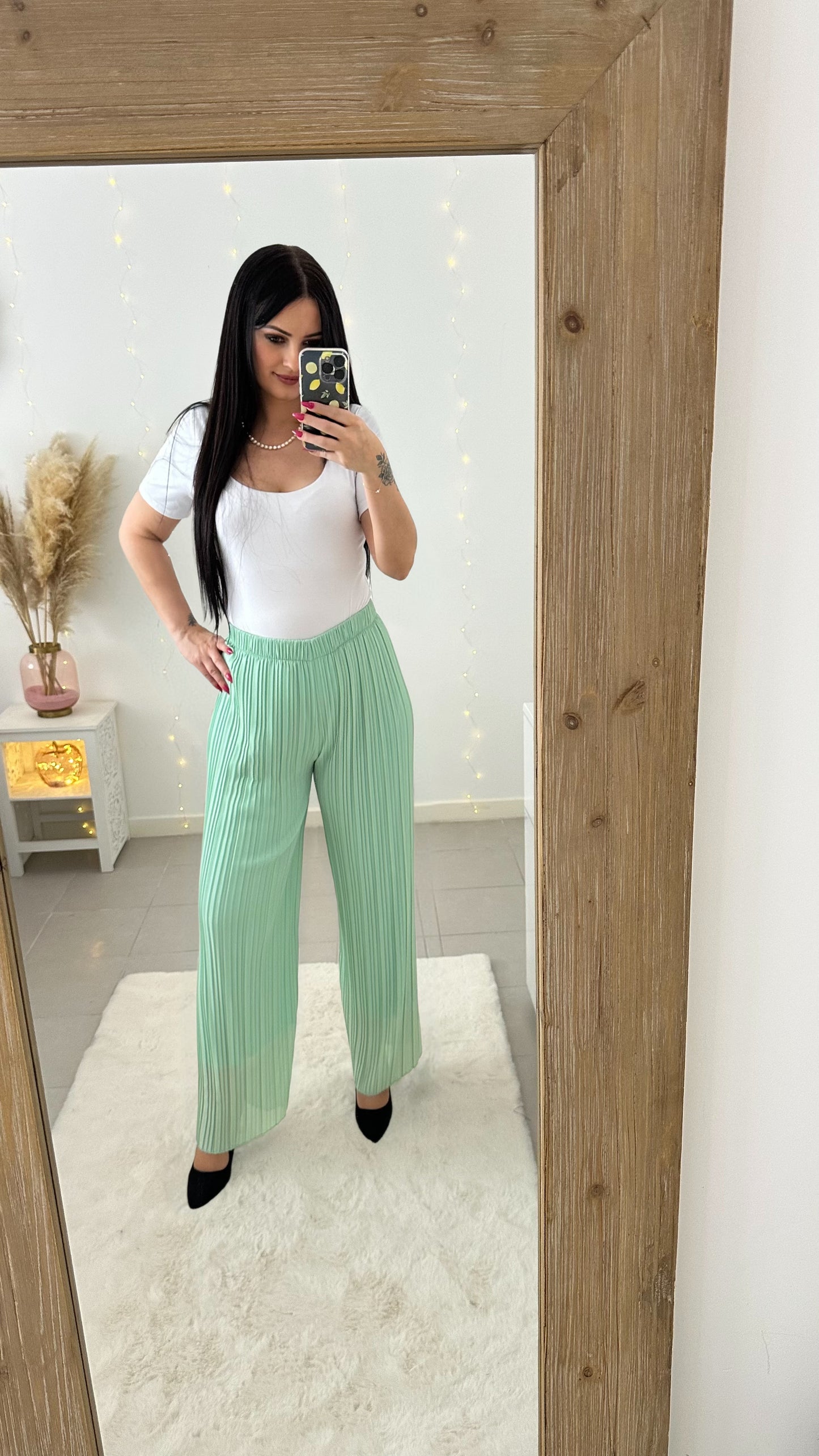 Pantalon plissé Mila vert d'eau