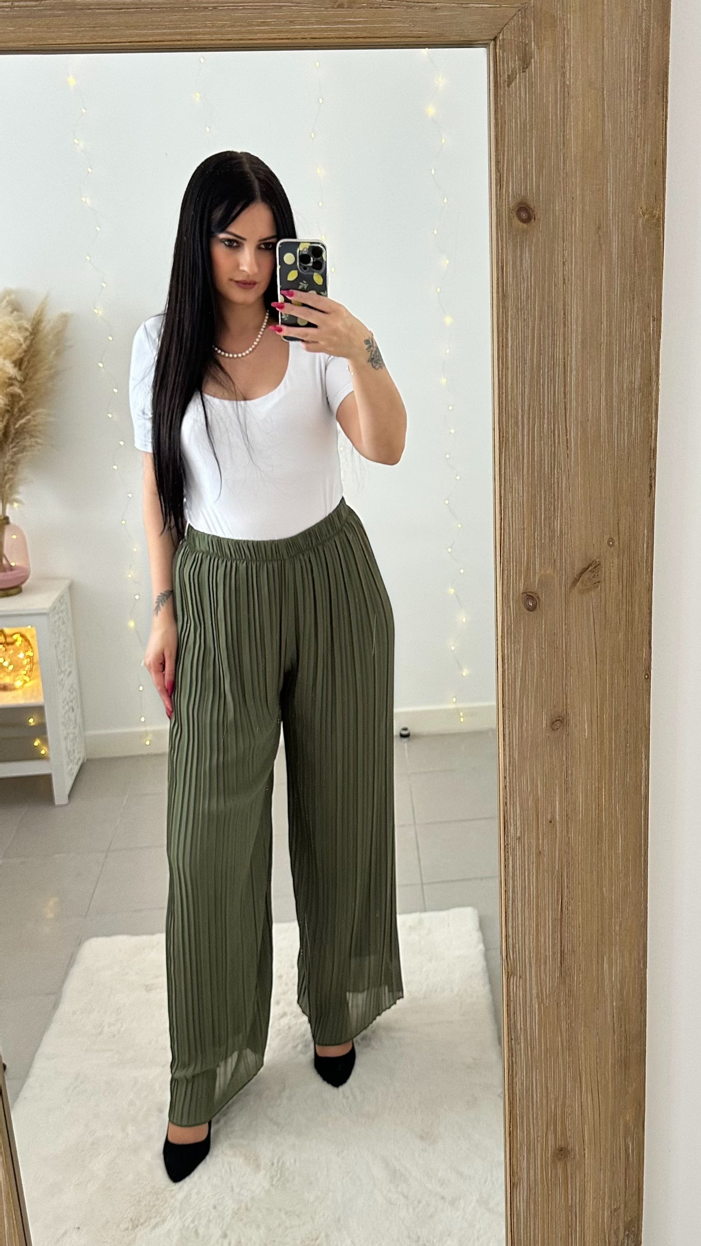 Pantalon plissé Mila kaki