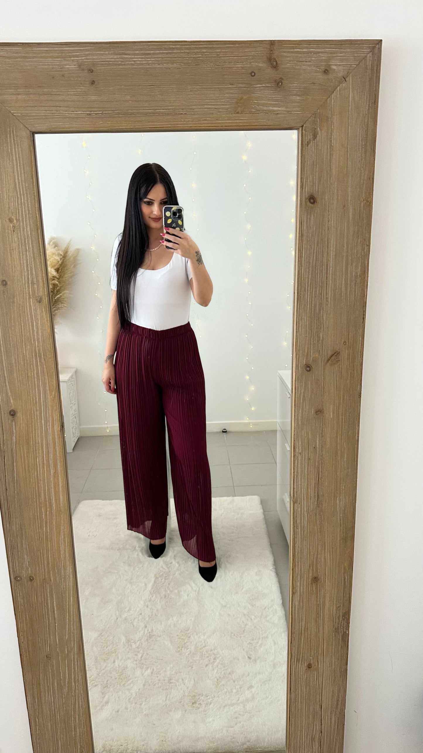Pantalon plissé Mila bordeaux
