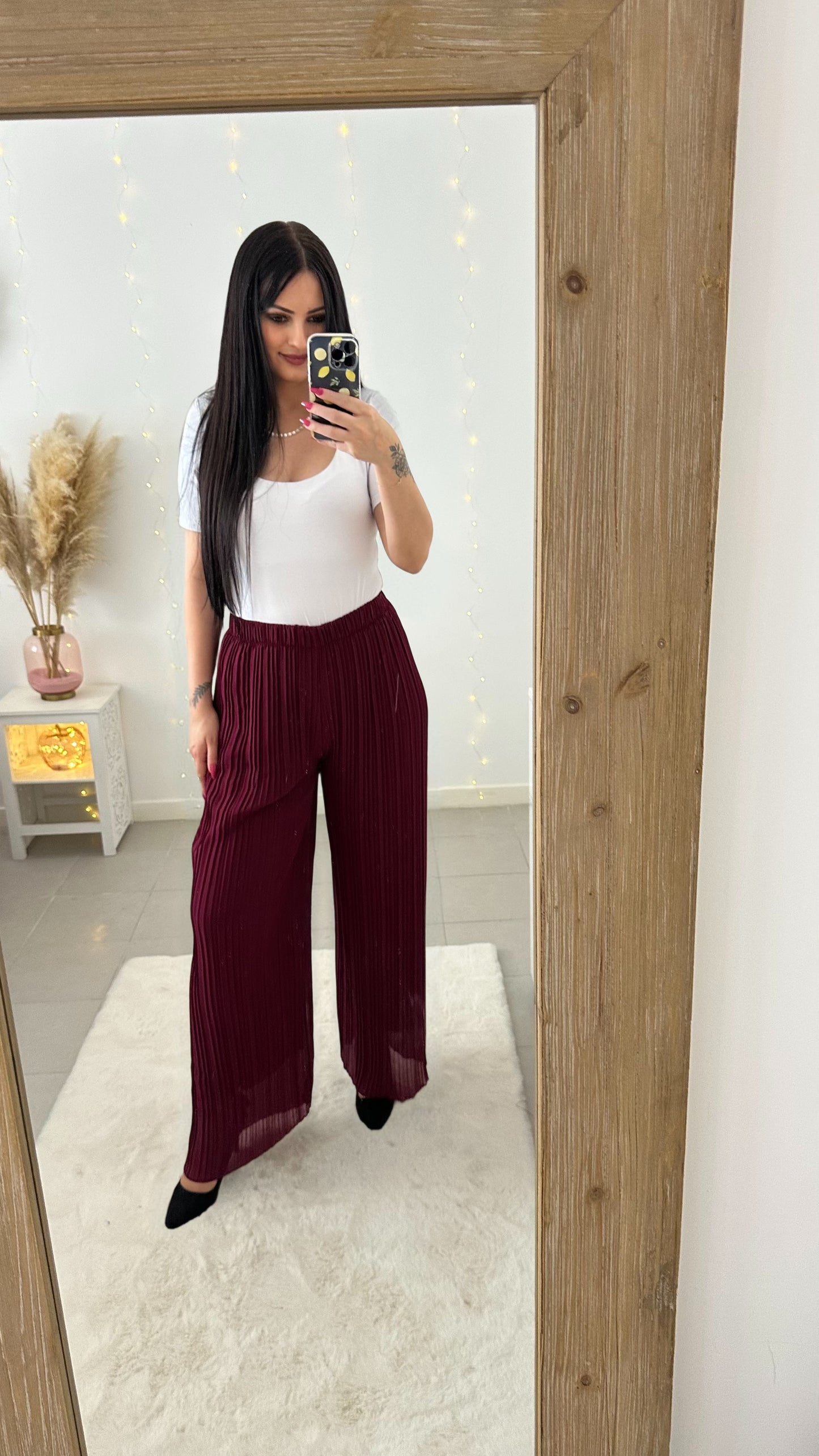 Pantalon plissé Mila bordeaux