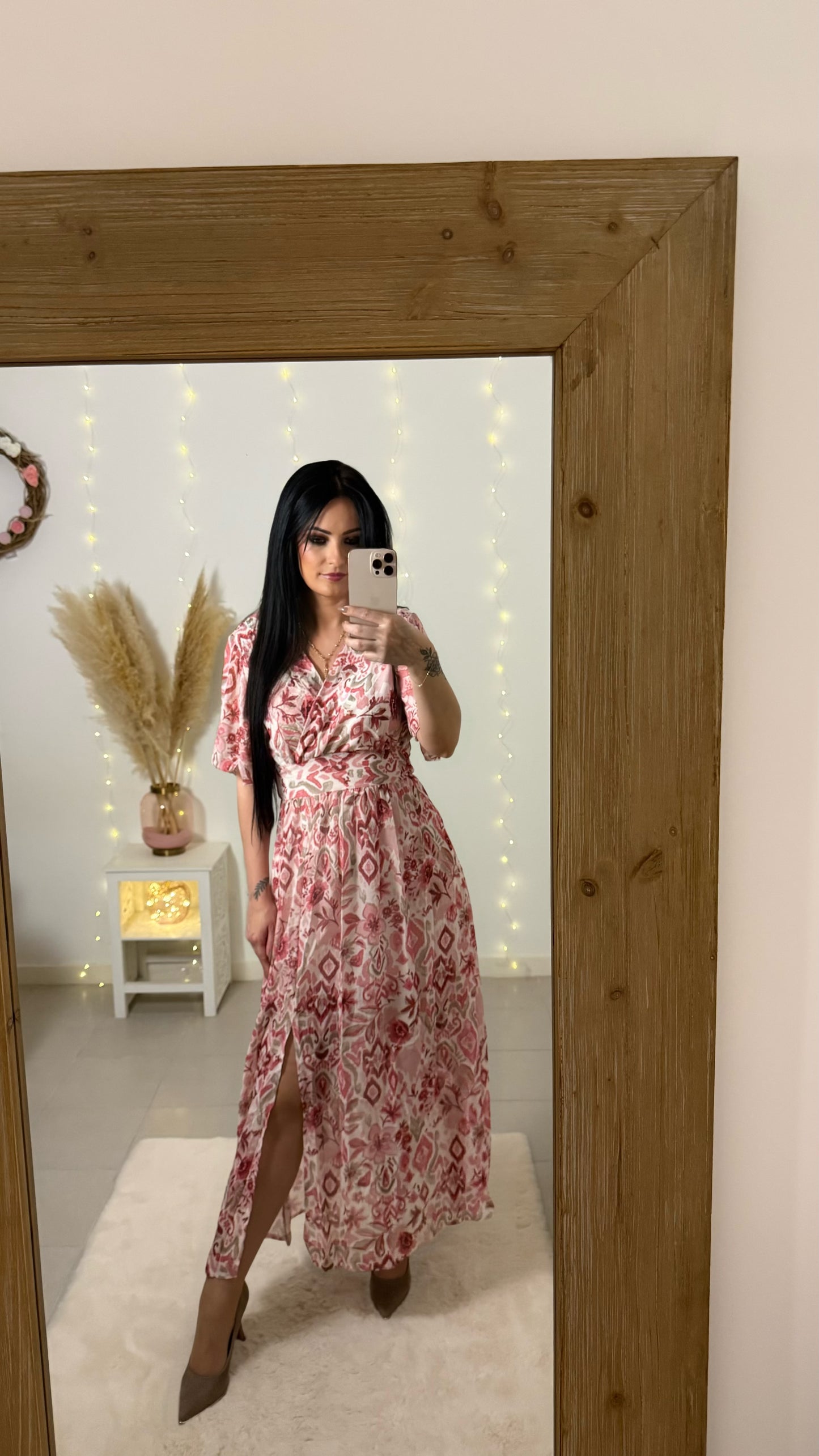Robe rose à motifs Julia