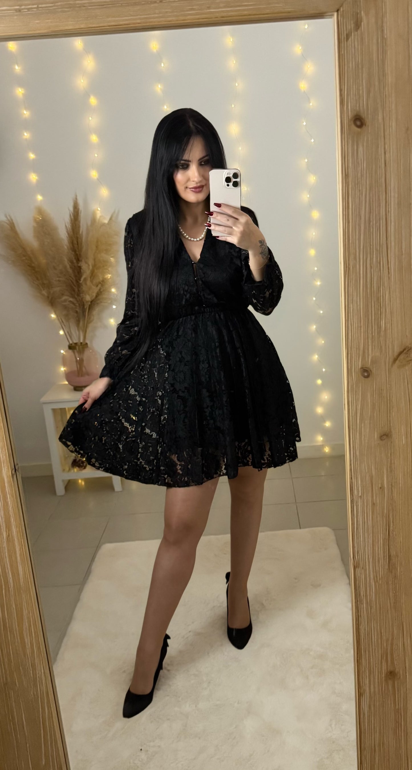 Robe dentelle Roxane noire