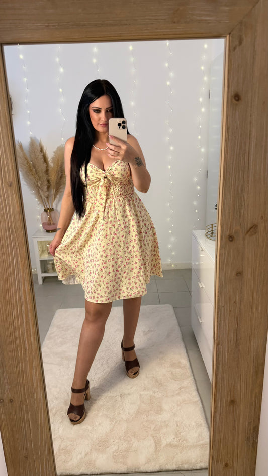 Robe fleurie Dhélia - jaune