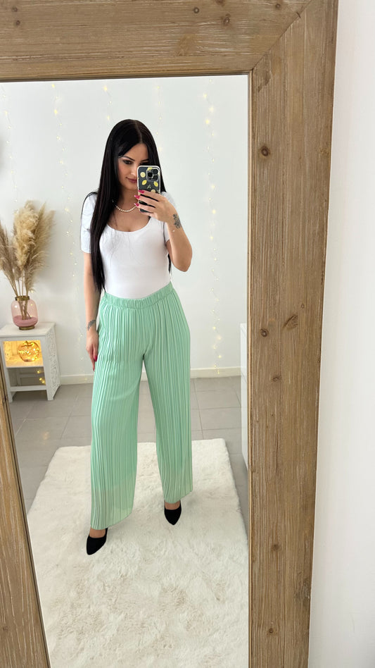 Pantalon plissé Mila vert d'eau