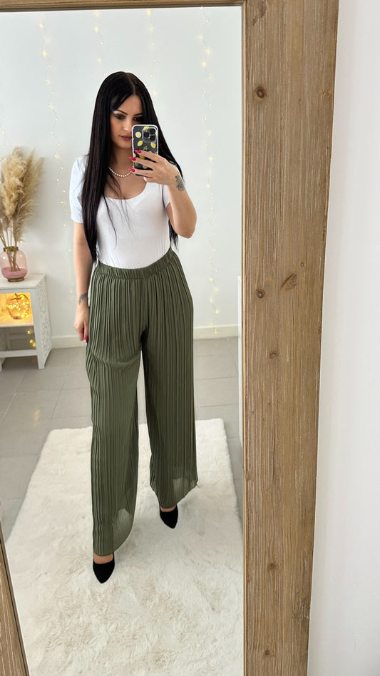 Pantalon plissé Mila kaki