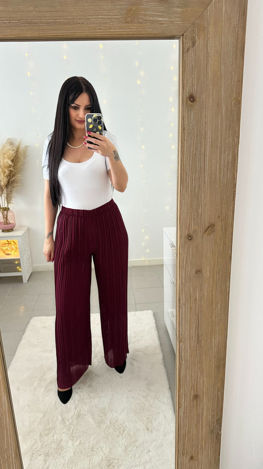 Pantalon plissé Mila bordeaux
