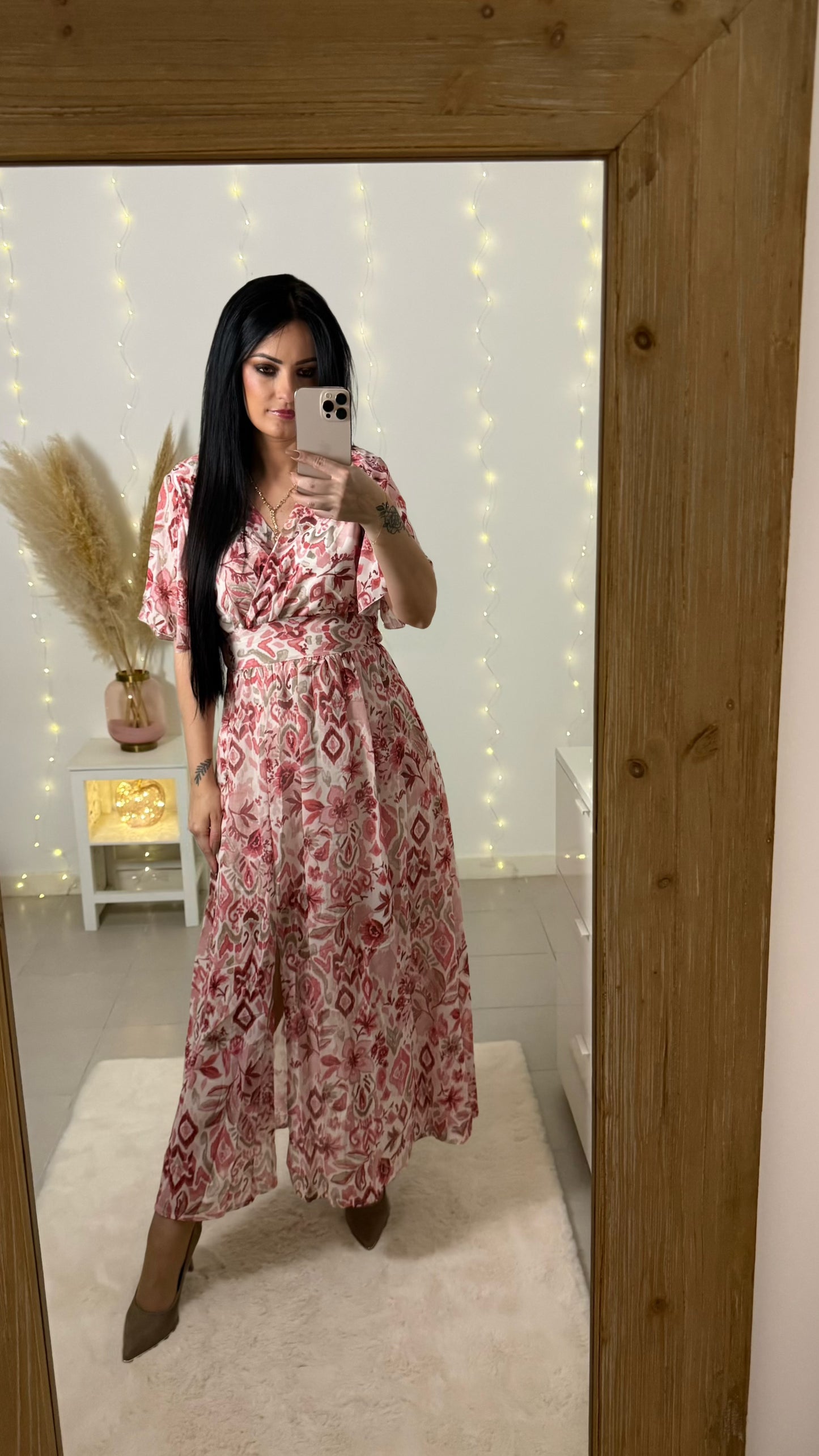 Robe rose à motifs Julia