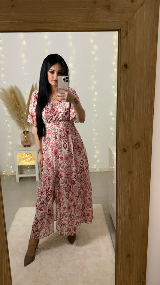 Robe rose à motifs Julia